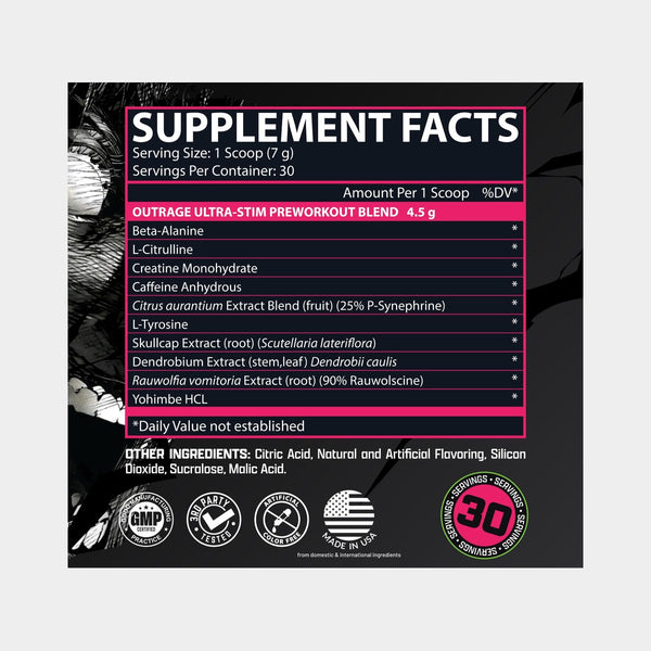 Nutrex Outrage Ultra Stim Pre-Workout 30SRV - Nutrex
